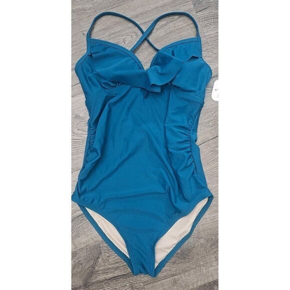 NWT Isabel Maternity Ruffled One Piece Swimsuit Women's Size Small - Picture 2 of 5